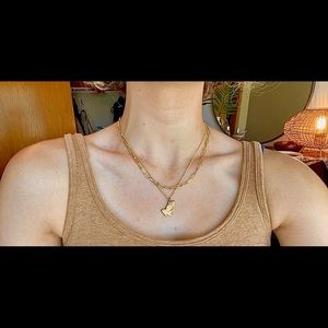 vintage 10k gold praying hands layering necklace
